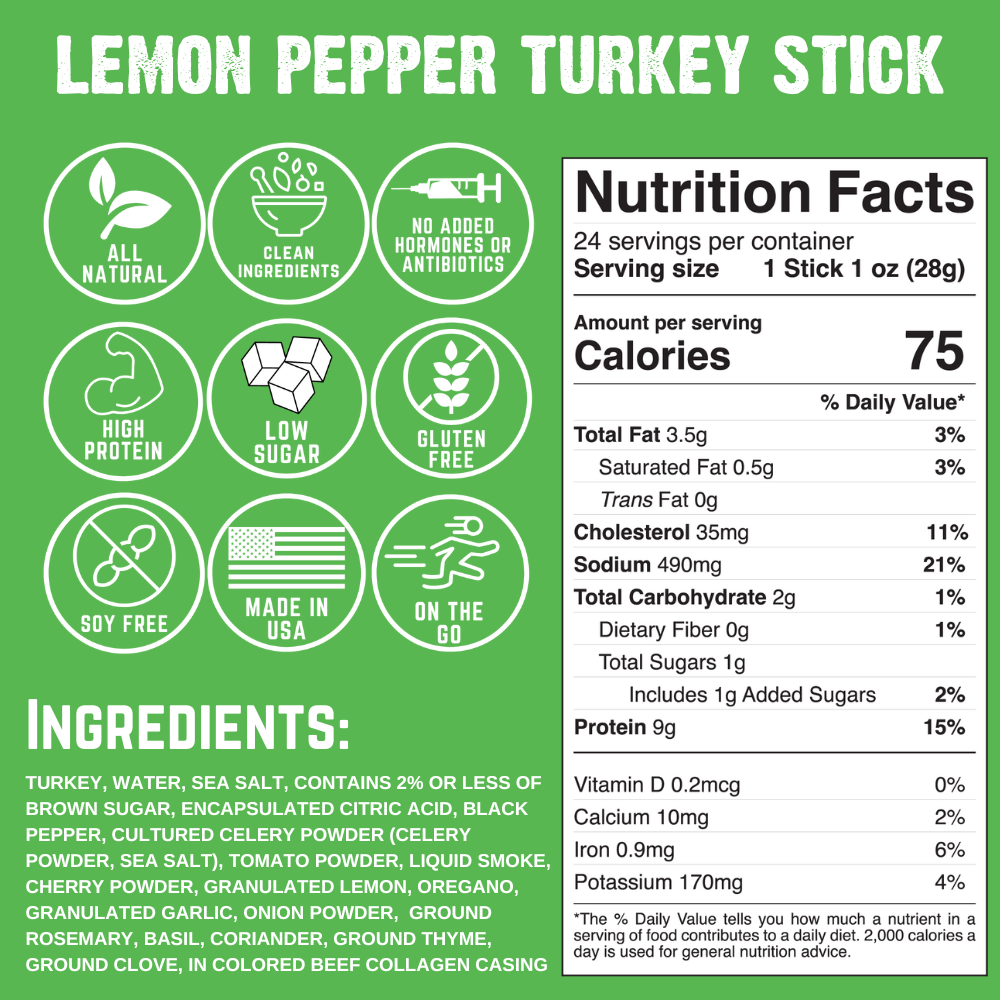 Lemon Pepper Turkey Stick (1-Pack) - LIMIT 1 FREE STICK